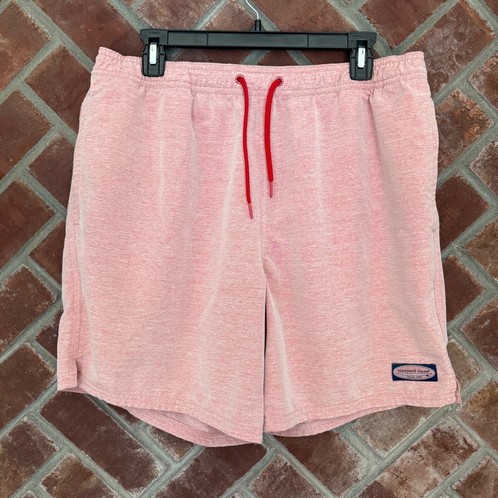 Vineyard Vines Mens Performance Swim Trunks Coral Pink Heather Board Shorts L